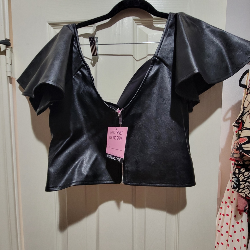 Black Faux Leather Top
